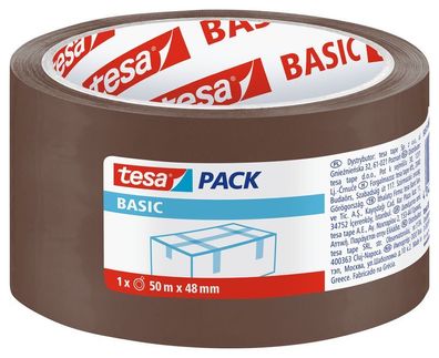 Band tesa® BASIC, Verpackungsband, Klebeband, braun, 48 mm, L-50m