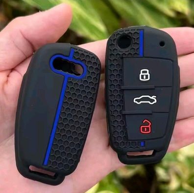 Schlüsselhülle Cover Case für Audi A4 A5 A6 A7 A8 Q3 A5 Q7 Schlüssel Schwarz Blau