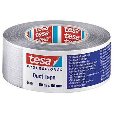 Klebeband tesa® BASIC Duct Tape, selbstklebend, silber, Textilband, 50 mm, L-50 m