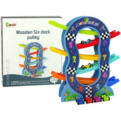IMPORT Leantoys Holzrutsche 6 Stufen Cars Zahlen