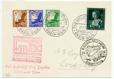 Deutsche Zeppelinpost Nr 463 BRIEF MIF X71C80E