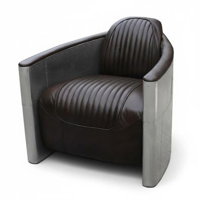 Aviator Sofa Sessel Couch club Lounge Aluminium Flugzeug Retro Echtleder Vintage