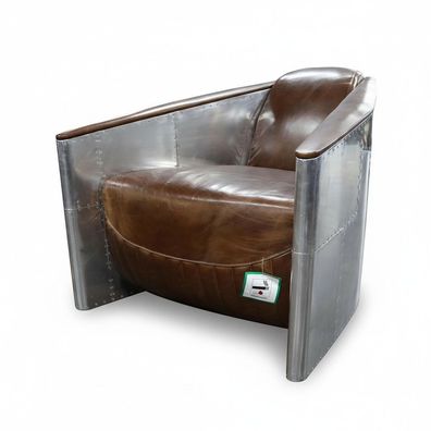 Aviator Sofa Sessel Echtleder Couch club Lounge Vintage Aluminium Flugzeug Retro