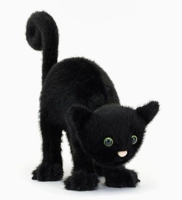 Jellycat Plüschtier mit Verpackungsbeutel, erschrockene schwarze Katze, 20 cm