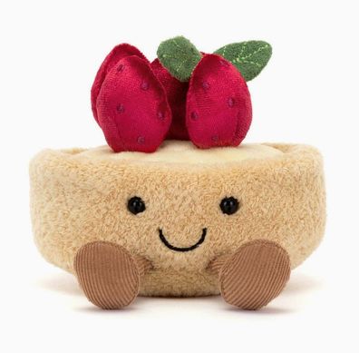 Jellycat Plüschtier mit Verpackungsbeutel, Erdbeertörtchen, 11 cm
