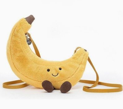 Jellycat-Plüschtier mit Verpackungsbeutel, bananenförmige Umhängetasche