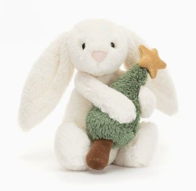 JellyCat - Neu und mit Etikett versehener Weihnachtsbaum-Hase, 18 cm