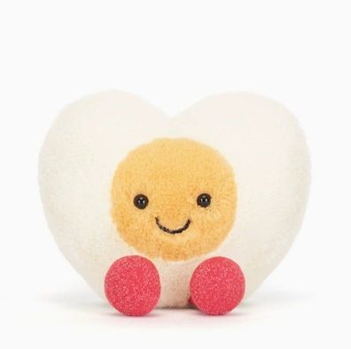 JellyCat - Brandneues, herzförmiges, hartgekochtes Ei mit Etikett, 15 cm
