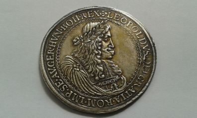 Original Doppeltaler 1682 Graz.56,45g Silber RDR Habsburg Kaiser Leopold I