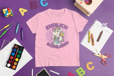 Einhorn Schulkind T-Shirt Mädchen Einschulung Kinder Shirt Baumwolle