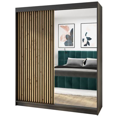 Schwebetürenschrank MIT 120 cm Spiegel & Lamellen