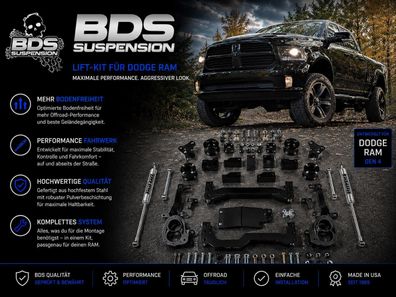 4" BDS SuperSize Fahrwerk RAM 1500 Bj:13-24 (Gen.4) mit BDS NX2 Stoßdämpfer mit