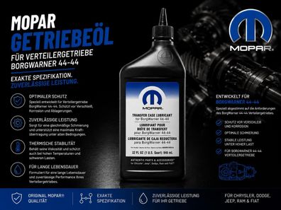 Ausgleichsgetriebeöl Borgwarner 44-40 & ab Bj:2016+ 44-44 (Inhalt 946ml) Mopar