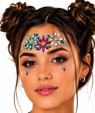 Gesichts Tattoo Flowers Schmucksteine Festival Cosplay Fee Märchen Karneval