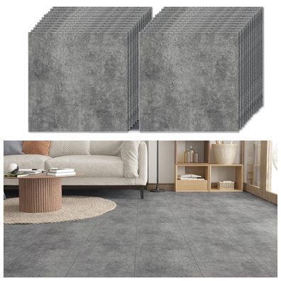Veelike Vinylboden Selbstklebend Betonoptik 30x30cm 24 Stéck PVC Bodenfliesen