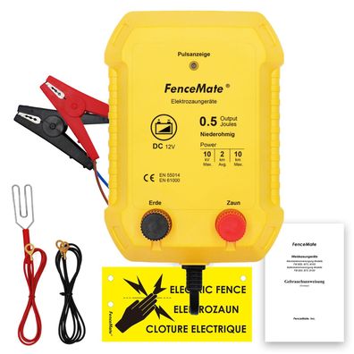 FenceMate 12V Weidezaungerät 0,5J 10kV fér 2-10 km Blitzschutz