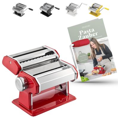 bremermann Nudelmaschine ROT - für Spaghetti, Pasta und Lasagne mit Rezeptbuch