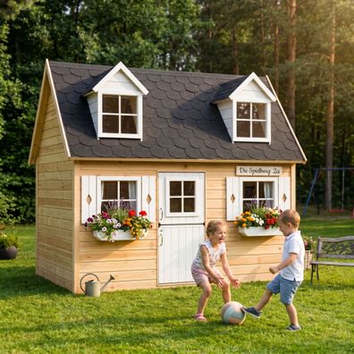 Zweistöckiges Kinderspielhaus Spielhaus 2,48×1,61x2,40 Spielhütt #3995