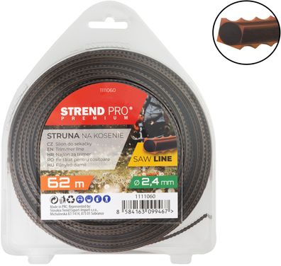 Mähfaden Strend Pro Premium SawLine 2, 4 mm, L-62 m, gezahnt