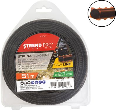 Nylonfaden zum Mähen Strend Pro Premium SawLine 2, 7 mm, L-51 m, gezahnt