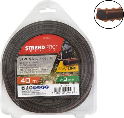 Trimmerfaden Strend Pro Premium SawLine 3 mm, L- 40 m, gezahnt