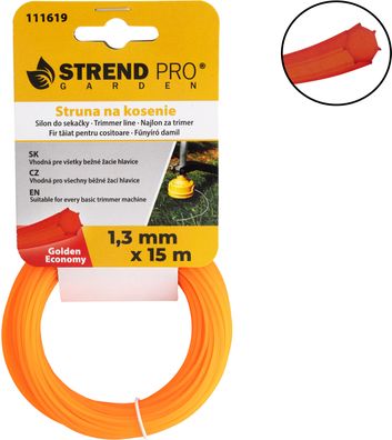 Trimmerfaden Golden Economy 1,3 mm, L-15 m, HEX — Verkaufseinheit 2 Stk