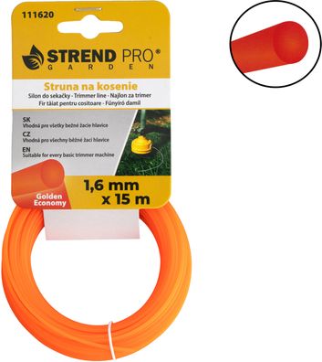 Trimmerfaden Golden Economy 1,6 mm, L-15 m, rund — Verkaufseinheit 2 Stk