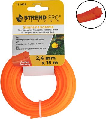 Trimmerfaden Golden Economy 2,4 mm, L-15 m, HEX — Verkaufseinheit 10 Stk