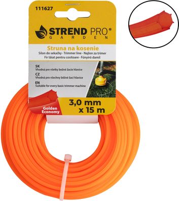 Trimmerfaden Golden Economy 3,0 mm, L-15 m, HEX — Verkaufseinheit 10 Stk