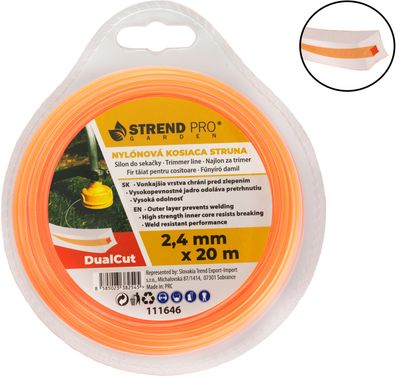 Trimmerfaden DualCut DBQ 2,4 mm, L-20 m, eckig — Verkaufseinheit 10 Stk