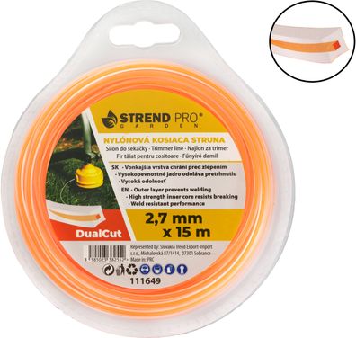 Trimmerfaden DualCut DBQ 2,7 mm, L-15 m, eckig — Verkaufseinheit 10 Stk