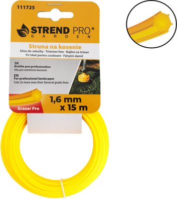 Trimmerfaden Grazer Pro Hepta 1,6 mm, L-15 m, HEX — Verkaufseinheit 2 Stk