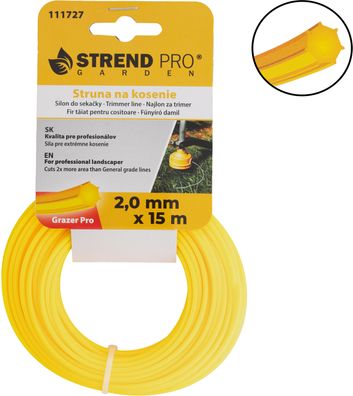 Trimmerfaden Grazer Pro Hepta 2,0 mm, L-15 m, HEX — Verkaufseinheit 2 Stk