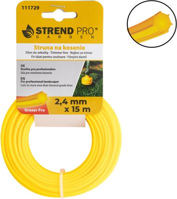 Trimmerfaden Grazer Pro Hepta 2,4 mm, L-15 m, HEX — Verkaufseinheit 2 Stk