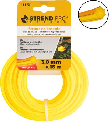 Trimmerfaden Grazer Pro Hepta 3,0 mm, L-15 m, HEX — Verkaufseinheit 2 Stk