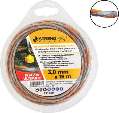Trimmerfaden ProCom Ultimate 3,0 mm, L-15 m, Vierkantspirale — Verkaufseinheit 10