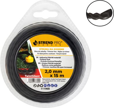 Trimmerfaden TwistSilent Professional 2,0 mm L-15 m, spiralförmig — Verkaufseinheit
