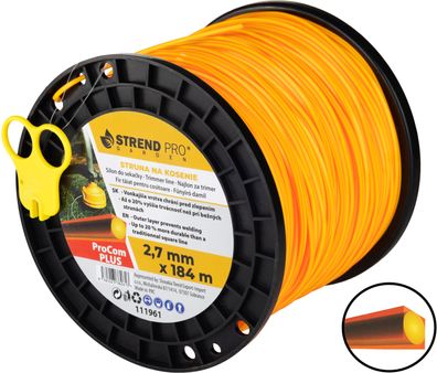 Mähfaden ProCom Plus, 2,7 mm, Spool L-184 m, quadratisch
