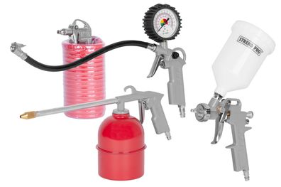 Set für Kompressor Airtool W-2005A1, 5-teilig, Spritz-/Blas-/Aufblas-/Sprüh