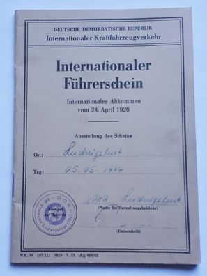 DDR Internationaler Führerschein Ludwigslust 1964