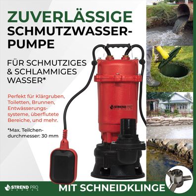 Pumpe Strend Pro Garden QDX5, 900W, Schmutzwasser, 20000 l h, Kabel 10 m