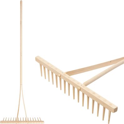 Rechen Holz 16 Zähne, für Heu, für Laub, Holzstiel