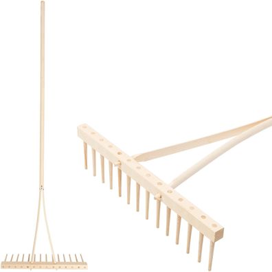 Rechen Holz 14 Zähne, für Heu, für Laub, Holzstiel