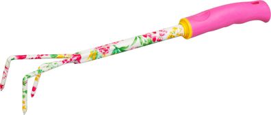 Grubber Strend Pro, Garten, 3-Zahn, Blumendruck, Rosa, 41x6 cm, Ladies Line