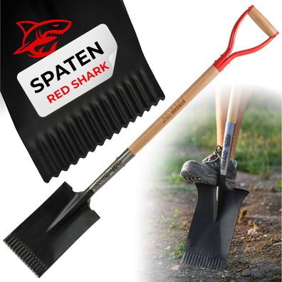 Spaten Strend Pro Premium RedShark, gerade, mit Holzstiel D 1150 mm, 10 Jahre
