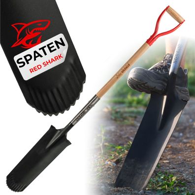 Spaten Strend Pro Premium RedShark, schmal, drainierend, mit Holzstiel D
