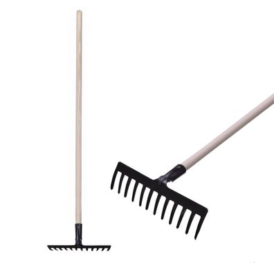 Gartenrechen Strend Pro Premium R-606, 12 Zinken, geschmiedet, Holzstiel