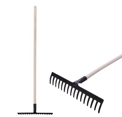 Gartenrechen Strend Pro Premium R-606, 16-zinkig, geschmiedet, Holzstiel