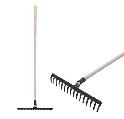 Garten Rechen Strend Pro R105, 16 Zähne, Holzstiel 1600mm