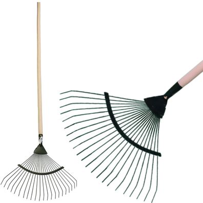 Laub Rechen Strend Pro R119. WH, 22 Zinken, 45cm, Fächerform, Holzstiel